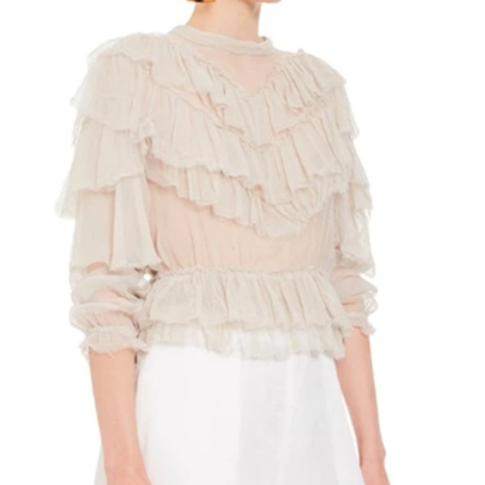 SIR The Label COSETTE RUFFLE TOP BONE - Picture 1 of 7
